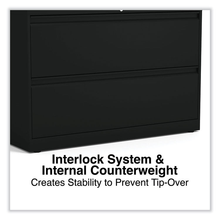 Lateral File, 2 Legal/Letter-Size File Drawers, Black, 42" x 18.63" x 28" 2