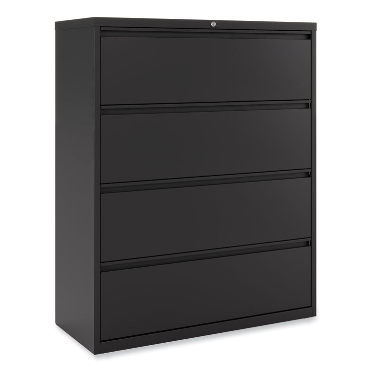 Lateral File, 4 Legal/Letter-Size File Drawers, Black, 42" x 18.63" x 52.5" 1