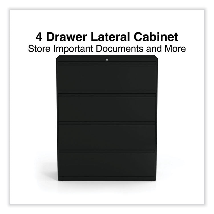 Lateral File, 4 Legal/Letter-Size File Drawers, Black, 42" x 18.63" x 52.5" 2