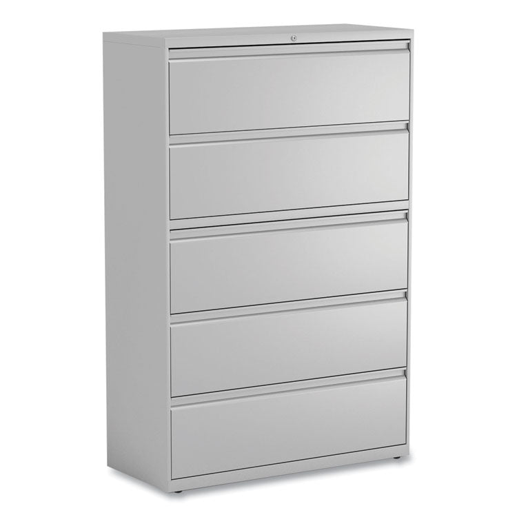 Lateral File, 5 Legal/Letter/A4/A5-Size File Drawers, 1 Roll-Out Posting Shelf, Light Gray, 42" x 18.63" x 67.63" 1