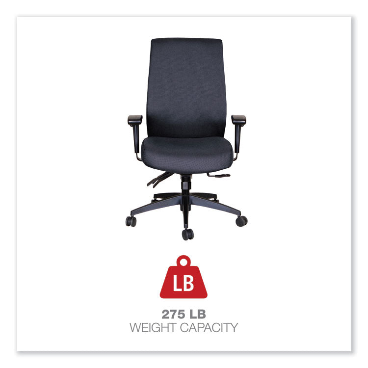 Alera Wrigley Series High Performance High-Back Multifunction Task Chair, Supports 275 Lb, 18.7" To 22.24" Seat Height, Black 4