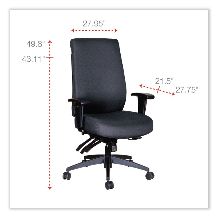 Alera Wrigley Series High Performance High-Back Multifunction Task Chair, Supports 275 Lb, 18.7" To 22.24" Seat Height, Black 2