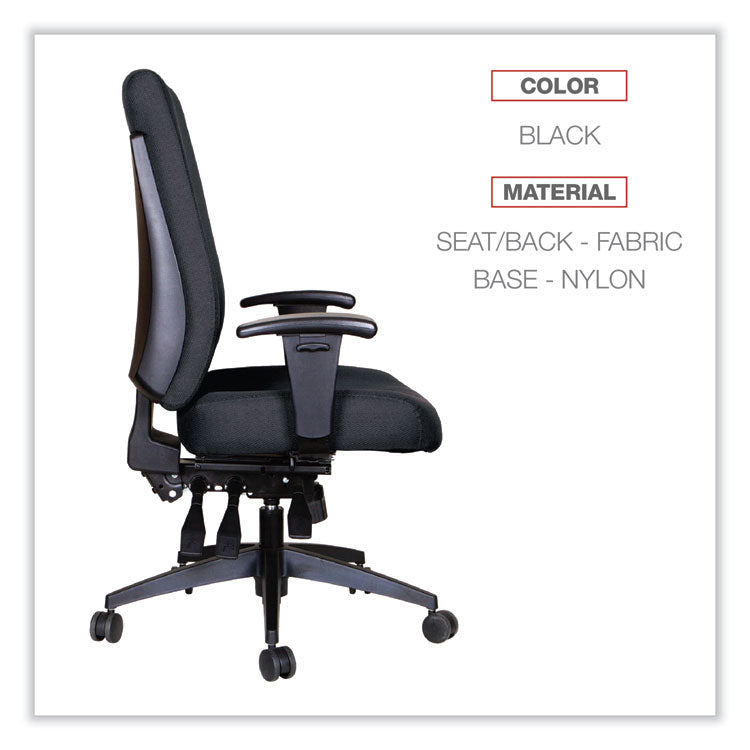 Alera Wrigley Series High Performance High-Back Multifunction Task Chair, Supports 275 Lb, 18.7" To 22.24" Seat Height, Black 3