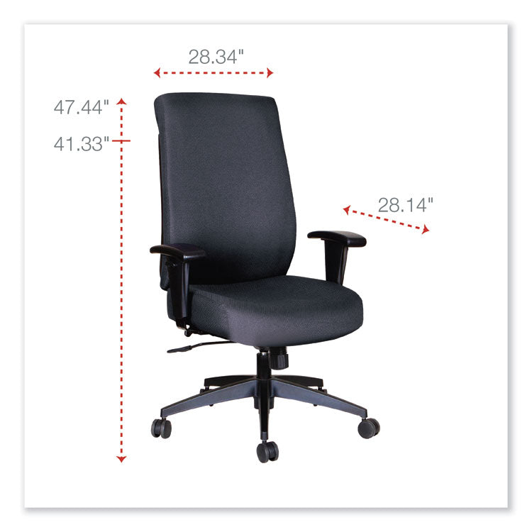 Alera Wrigley Series High Performance High-Back Synchro-Tilt Task Chair, Supports 275 Lb, 17.24" To 20.55" Seat Height, Black 2