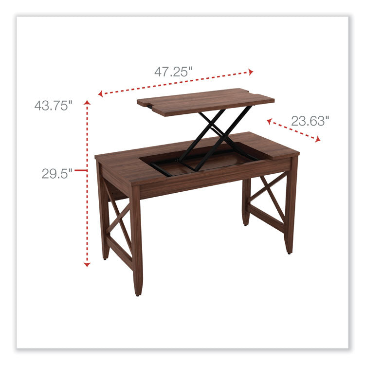 Sit-To-Stand Table Desk, 47.25" X 23.63" X 29.5" To 43.75", Modern Walnut 2