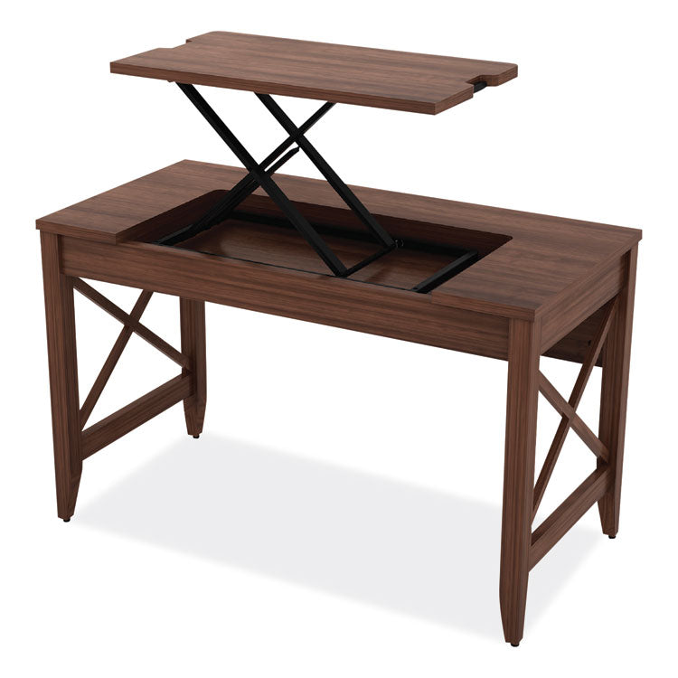 Sit-To-Stand Table Desk, 47.25" X 23.63" X 29.5" To 43.75", Modern Walnut 10