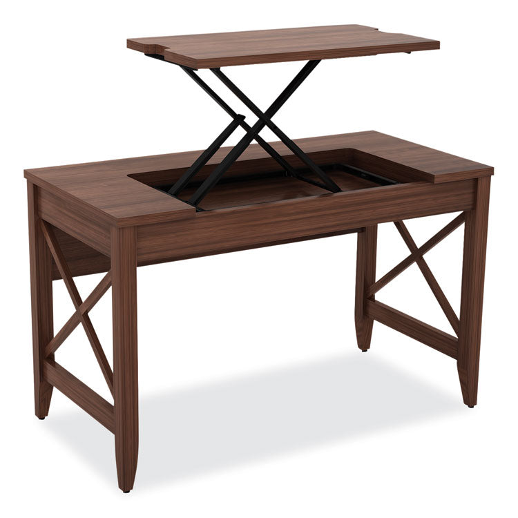 Sit-To-Stand Table Desk, 47.25" X 23.63" X 29.5" To 43.75", Modern Walnut 4