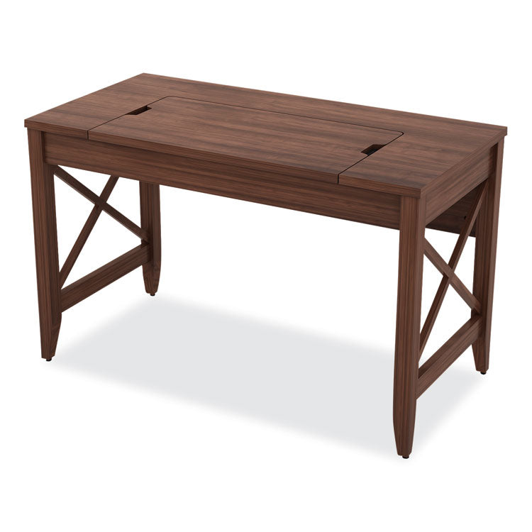 Sit-To-Stand Table Desk, 47.25" X 23.63" X 29.5" To 43.75", Modern Walnut 6