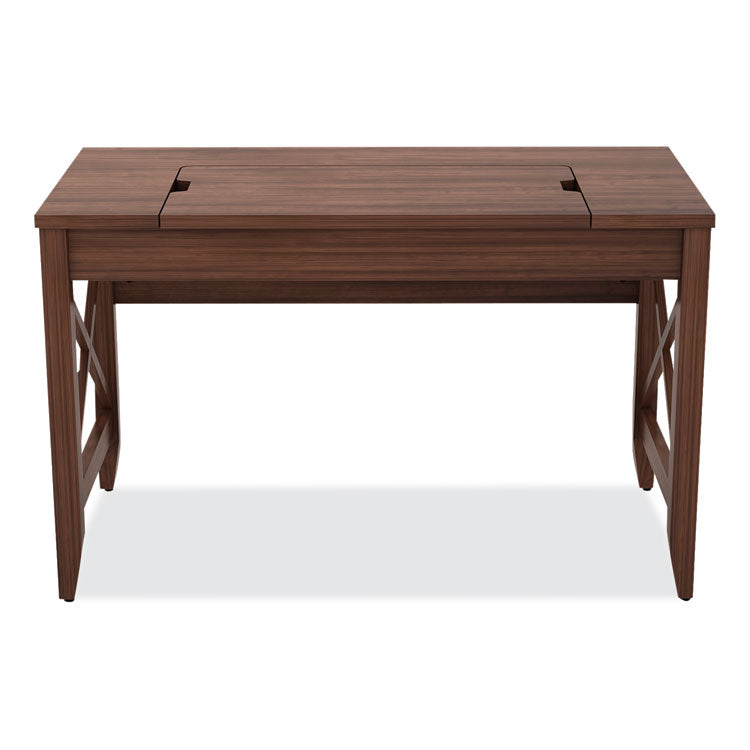 Sit-To-Stand Table Desk, 47.25" X 23.63" X 29.5" To 43.75", Modern Walnut 7