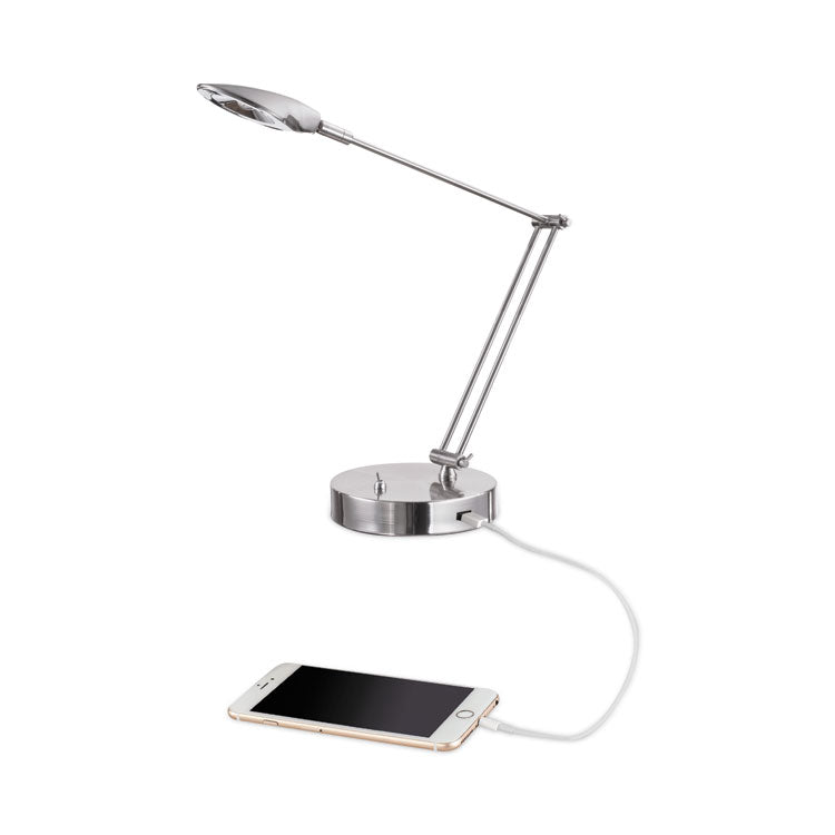 Adjustable LED Task Lamp with USB Port, 11w x 6.25d x 26h, Brushed Nickel 1