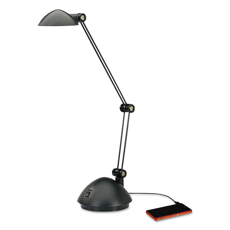 Twin-Arm Task LED Lamp with USB Port, 11.88w x 5.13d x 18.5h, Black 1