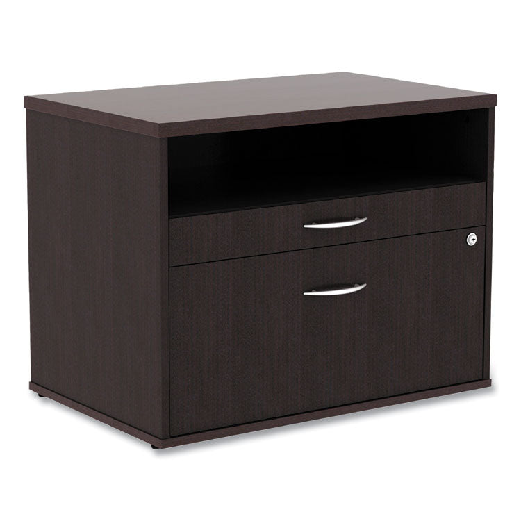 Alera Open Office Desk Series Low File Cabinet Credenza, 2-Drawer: Pencil/file,legal/letter,1 Shelf,espresso,29.5x19.13x22.88 1