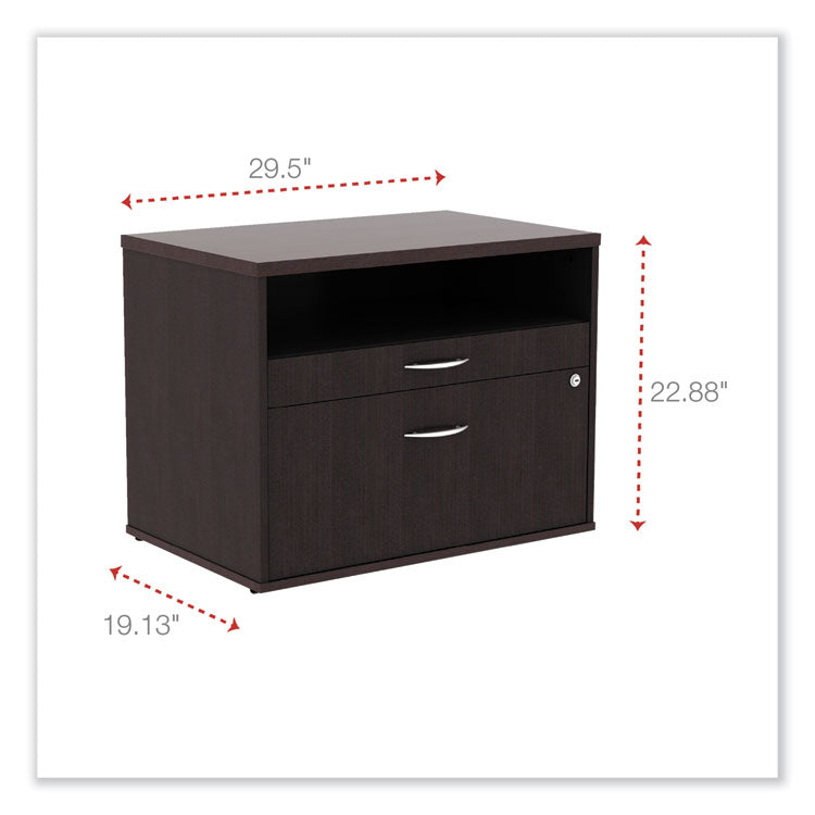 Alera Open Office Desk Series Low File Cabinet Credenza, 2-Drawer: Pencil/file,legal/letter,1 Shelf,espresso,29.5x19.13x22.88 2