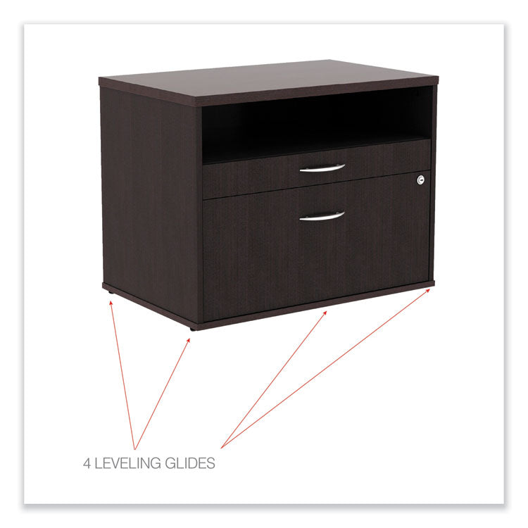 Alera Open Office Desk Series Low File Cabinet Credenza, 2-Drawer: Pencil/file,legal/letter,1 Shelf,espresso,29.5x19.13x22.88 5