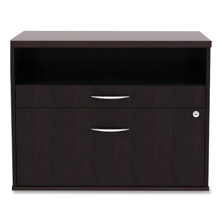 Alera Open Office Desk Series Low File Cabinet Credenza, 2-Drawer: Pencil/file,legal/letter,1 Shelf,espresso,29.5x19.13x22.88 7