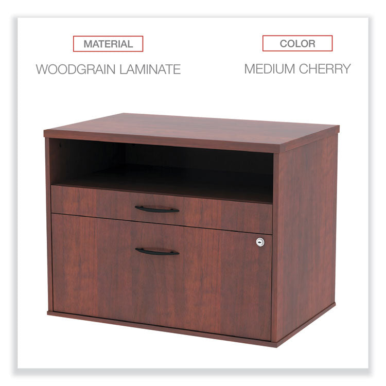 Alera Open Office Desk Series Low File Cabinet Credenza, 2-Drawer: Pencil/file, Legal/letter, 1 Shelf,cherry,29.5x19.13x22.88 4