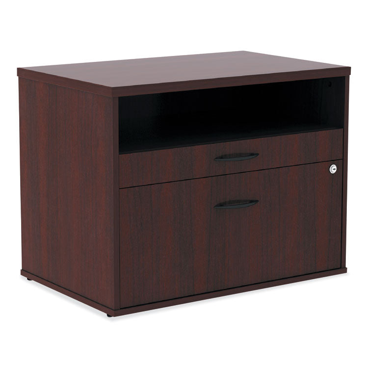 Alera Open Office Desk Series Low File Cabinet Credenza, 2-Drawer: Pencil/file,legal/letter,1 Shelf,mahogany,29.5x19.13x22.88 1