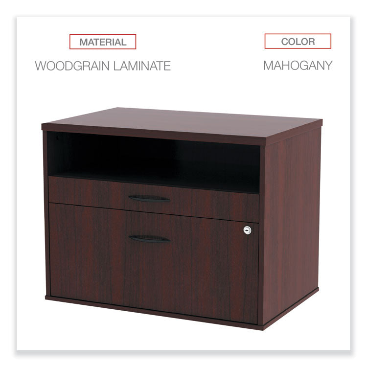 Alera Open Office Desk Series Low File Cabinet Credenza, 2-Drawer: Pencil/file,legal/letter,1 Shelf,mahogany,29.5x19.13x22.88 4