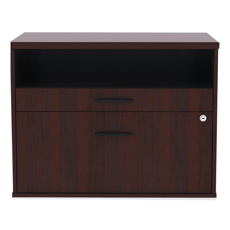 Alera Open Office Desk Series Low File Cabinet Credenza, 2-Drawer: Pencil/file,legal/letter,1 Shelf,mahogany,29.5x19.13x22.88 7