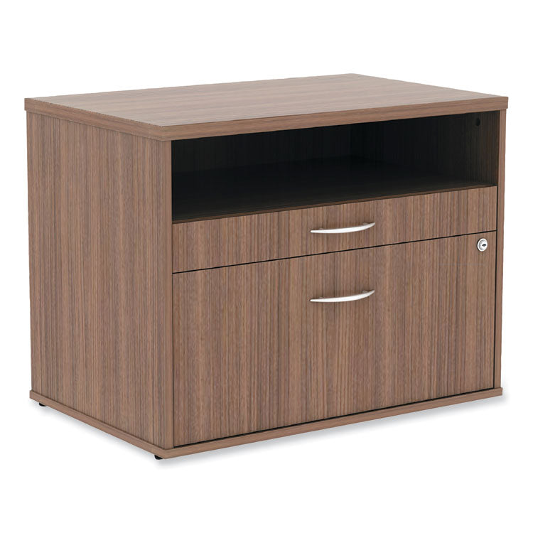 Alera Open Office Desk Series Low File Cabinet Credenza, 2-Drawer: Pencil/file, Legal/letter, 1 Shelf,walnut,29.5x19.13x22.88 1