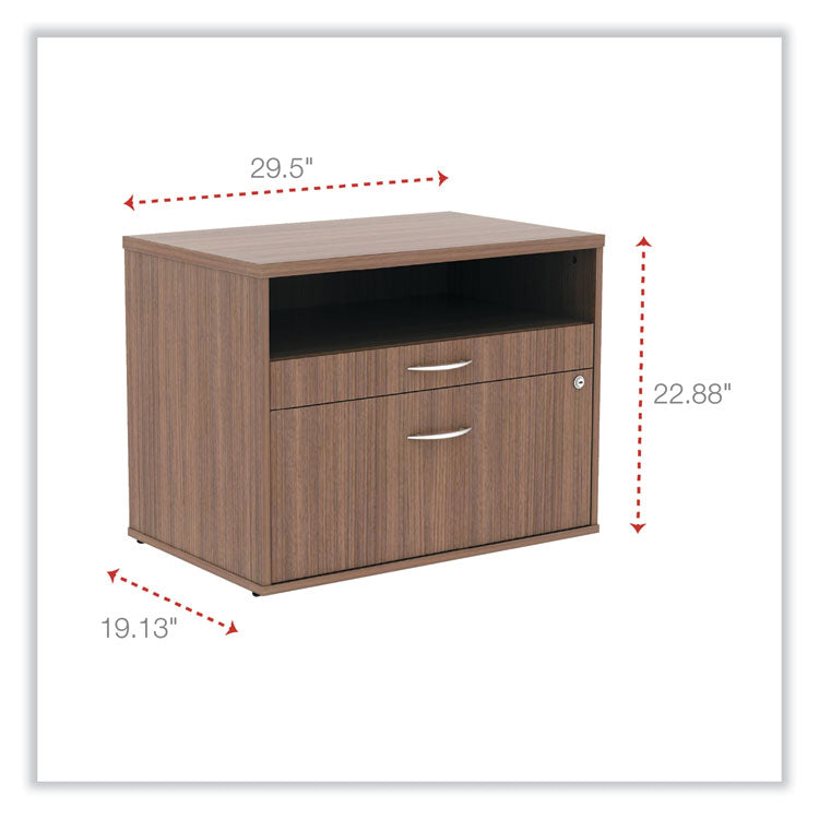 Alera Open Office Desk Series Low File Cabinet Credenza, 2-Drawer: Pencil/file, Legal/letter, 1 Shelf,walnut,29.5x19.13x22.88 2