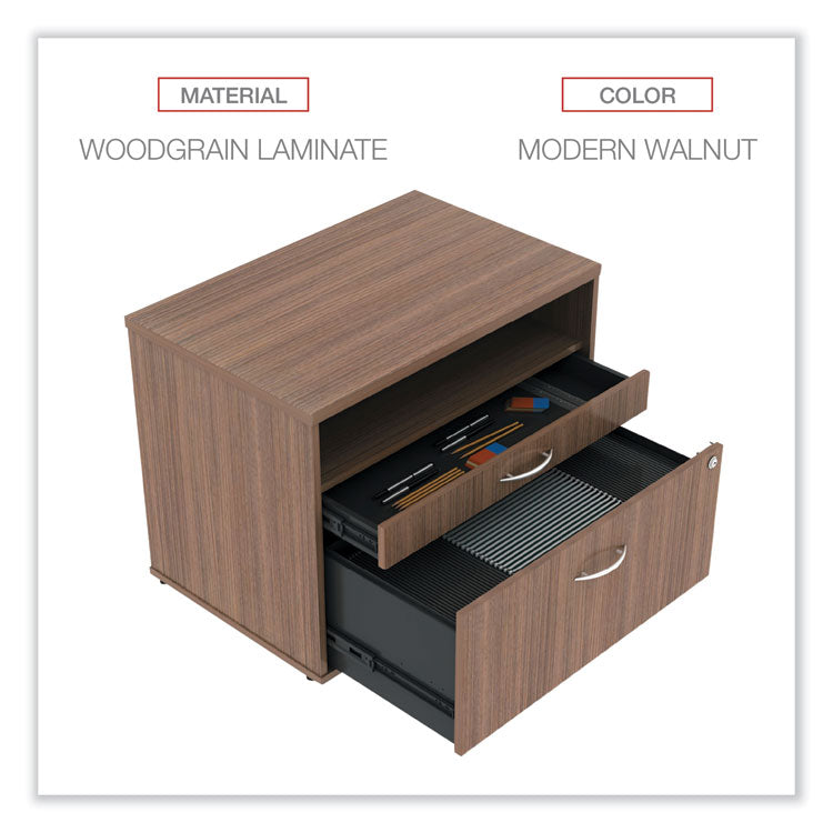 Alera Open Office Desk Series Low File Cabinet Credenza, 2-Drawer: Pencil/file, Legal/letter, 1 Shelf,walnut,29.5x19.13x22.88 5