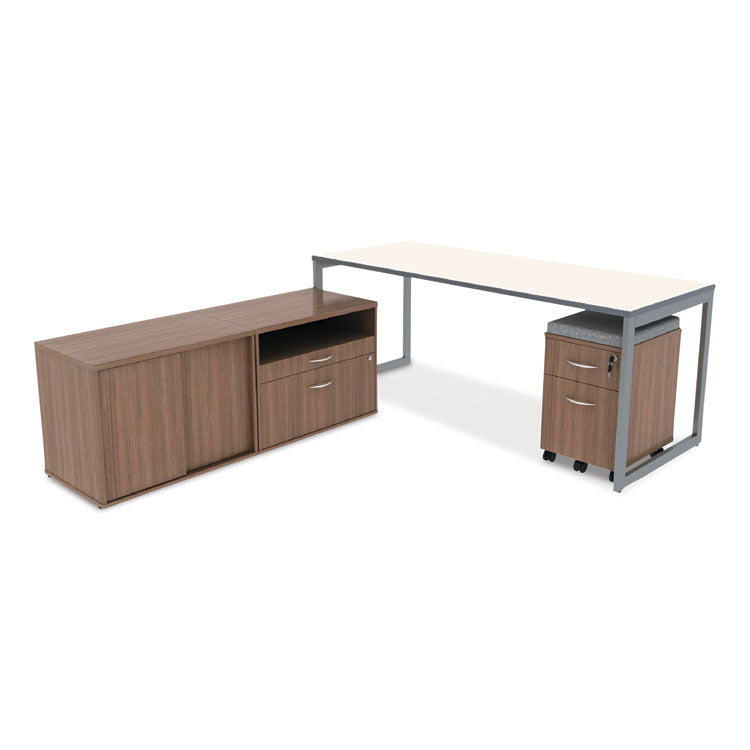 Alera Open Office Desk Series Low File Cabinet Credenza, 2-Drawer: Pencil/file, Legal/letter, 1 Shelf,walnut,29.5x19.13x22.88 3