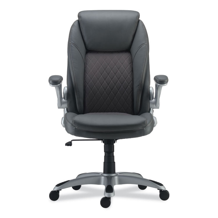 Alera Leithen Bonded Leather Midback Chair, Supports Up to 275 lb, Gray Seat/Back, Silver Base 2