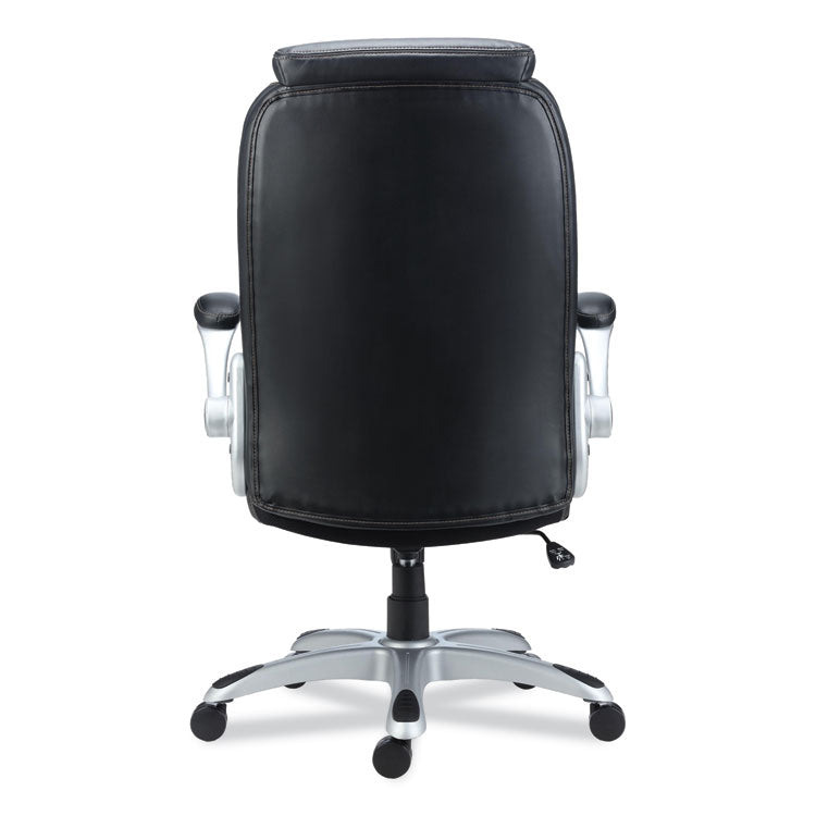 Alera Leithen Bonded Leather Midback Chair, Supports Up to 275 lb, Black Seat/Back, Silver Base 3