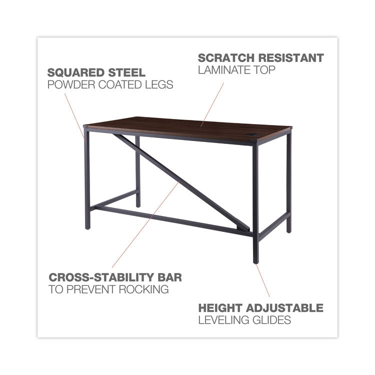 Industrial Series Table Desk, 47.25" X 23.63" X 29.5", Modern Walnut 6