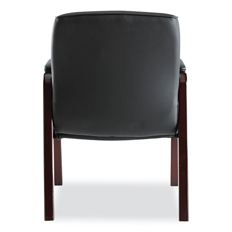 Alera Madaris Series Bonded Leather Guest Chair with Wood Trim Legs, 25.39" x 25.98" x 35.62", Black Seat/Back, Mahogany Base 5