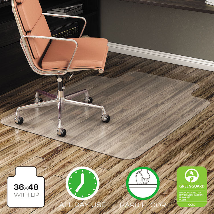 All Day Use Non-Studded Chair Mat For Hard Floors, 36 X 48, Lipped, Clear 2