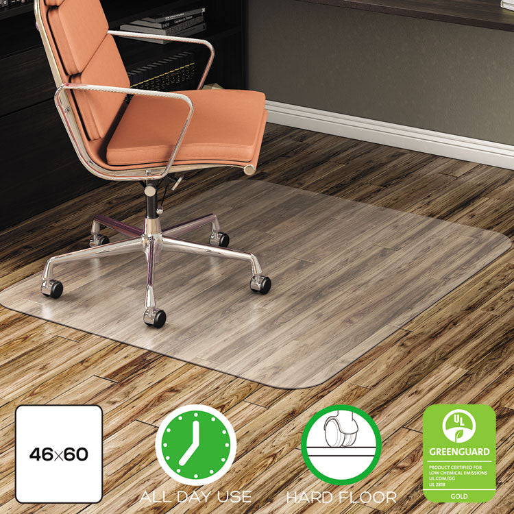 All Day Use Non-Studded Chair Mat For Hard Floors, 46 X 60, Rectangular, Clear 2