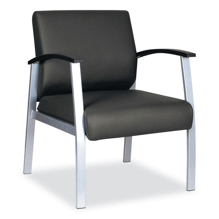 Alera metaLounge Series Mid-Back Guest Chair, 24.6" x 26.96" x 33.46", Black Seat, Black Back, Silver Base 1