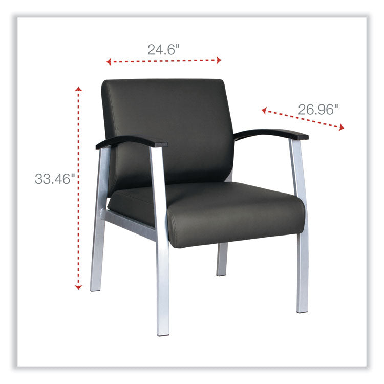 Alera metaLounge Series Mid-Back Guest Chair, 24.6" x 26.96" x 33.46", Black Seat, Black Back, Silver Base 2