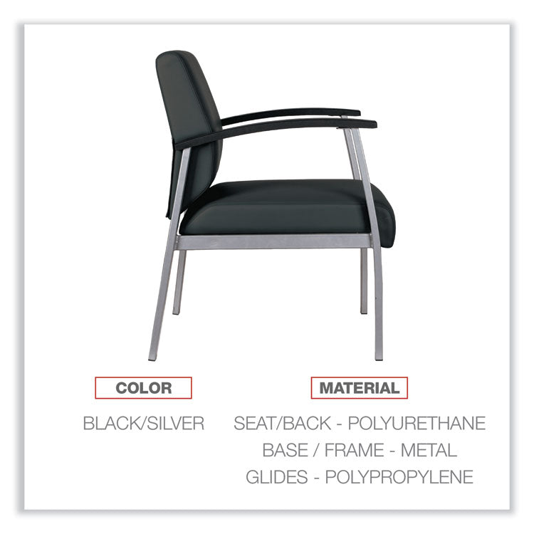 Alera metaLounge Series Mid-Back Guest Chair, 24.6" x 26.96" x 33.46", Black Seat, Black Back, Silver Base 3