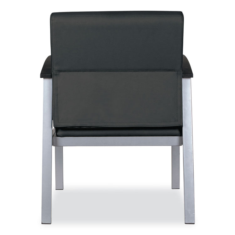 Alera metaLounge Series Mid-Back Guest Chair, 24.6" x 26.96" x 33.46", Black Seat, Black Back, Silver Base 6