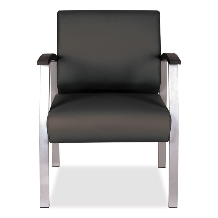 Alera metaLounge Series Mid-Back Guest Chair, 24.6" x 26.96" x 33.46", Black Seat, Black Back, Silver Base 8