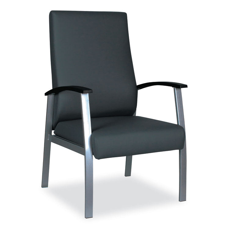 Alera metaLounge Series High-Back Guest Chair, 24.6" x 26.96" x 42.91", Black Seat, Black Back, Silver Base 1