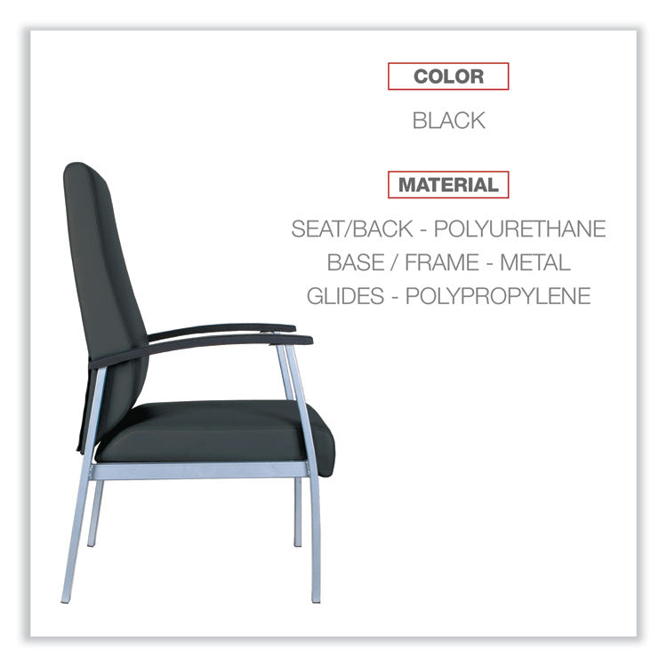 Alera metaLounge Series High-Back Guest Chair, 24.6" x 26.96" x 42.91", Black Seat, Black Back, Silver Base 3