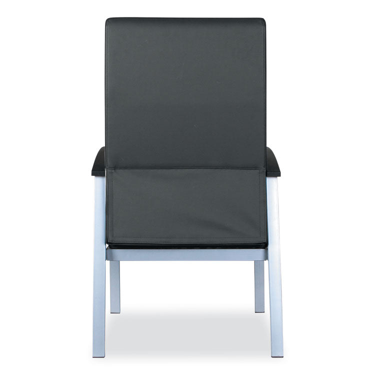 Alera metaLounge Series High-Back Guest Chair, 24.6" x 26.96" x 42.91", Black Seat, Black Back, Silver Base 5