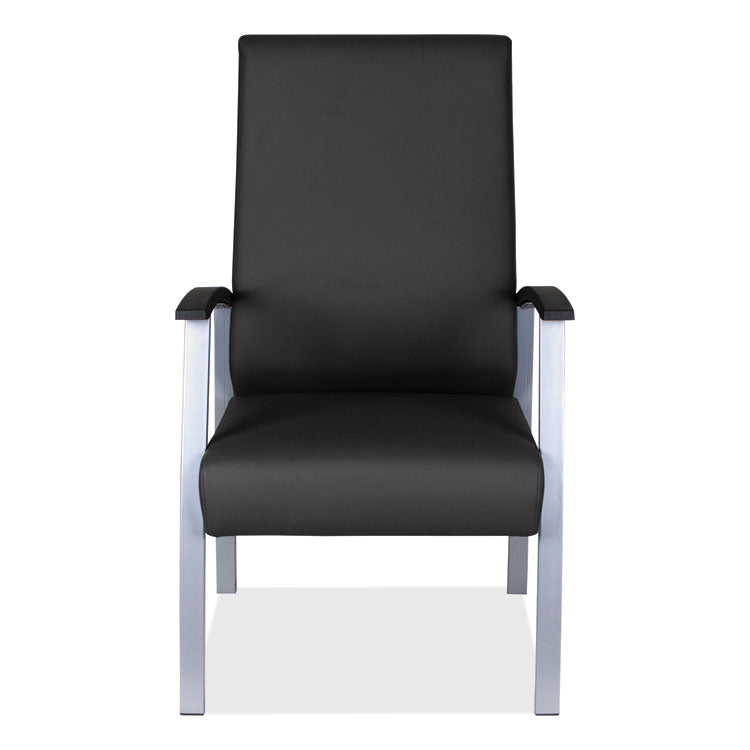 Alera metaLounge Series High-Back Guest Chair, 24.6" x 26.96" x 42.91", Black Seat, Black Back, Silver Base 8