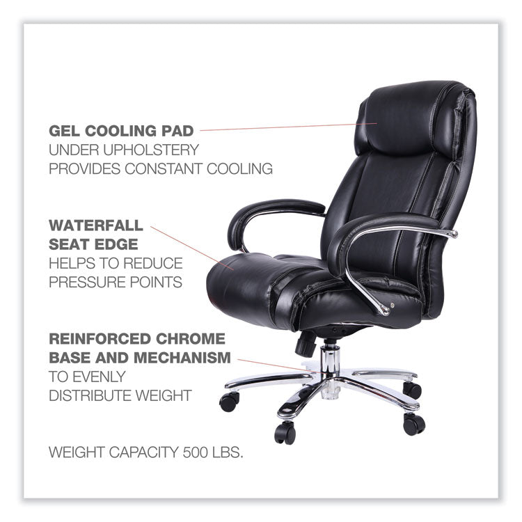 Alera Maxxis Series Big/tall Bonded Leather Chair, Supports 500 Lb, 21.42" To 25" Seat Height, Black Seat/back, Chrome Base 4