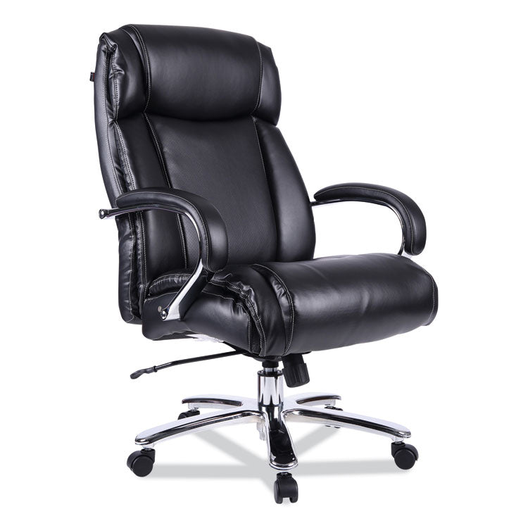 Alera Maxxis Series Big/tall Bonded Leather Chair, Supports 500 Lb, 21.42" To 25" Seat Height, Black Seat/back, Chrome Base 1