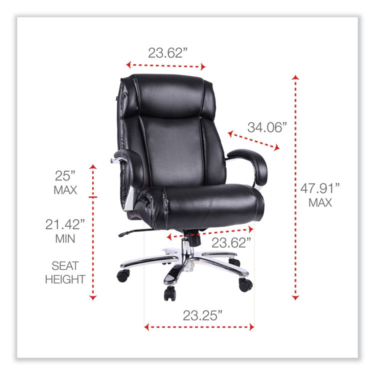 Alera Maxxis Series Big/tall Bonded Leather Chair, Supports 500 Lb, 21.42" To 25" Seat Height, Black Seat/back, Chrome Base 5