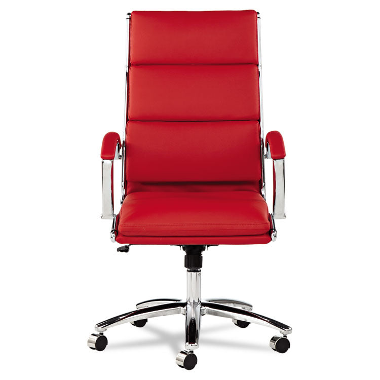 Alera Neratoli High-Back Slim Profile Chair, Faux Leather, Up To 275 Lb, 17.32" To 21.25" Seat Height, Red Seat/back, Chrome 5