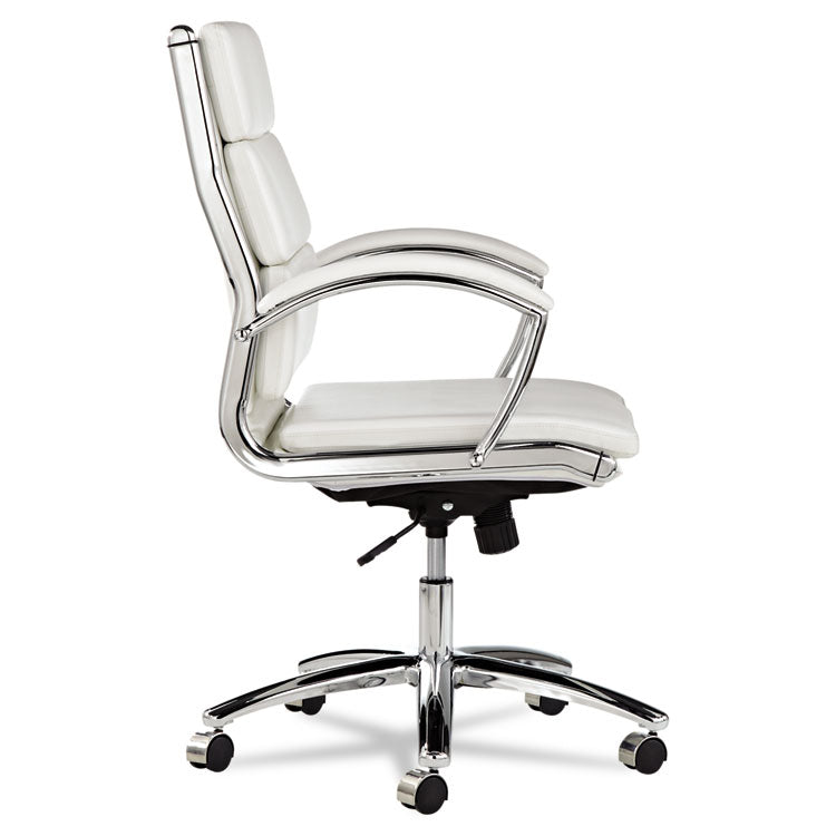 Alera Neratoli Mid-Back Slim Profile Chair, Faux Leather, Up To 275 Lb, 18.3" To 21.85" Seat Height, White Seat/back, Chrome 2