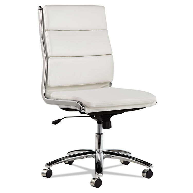 Alera Neratoli Mid-Back Slim Profile Chair, Faux Leather, Up To 275 Lb, 18.3" To 21.85" Seat Height, White Seat/back, Chrome 7