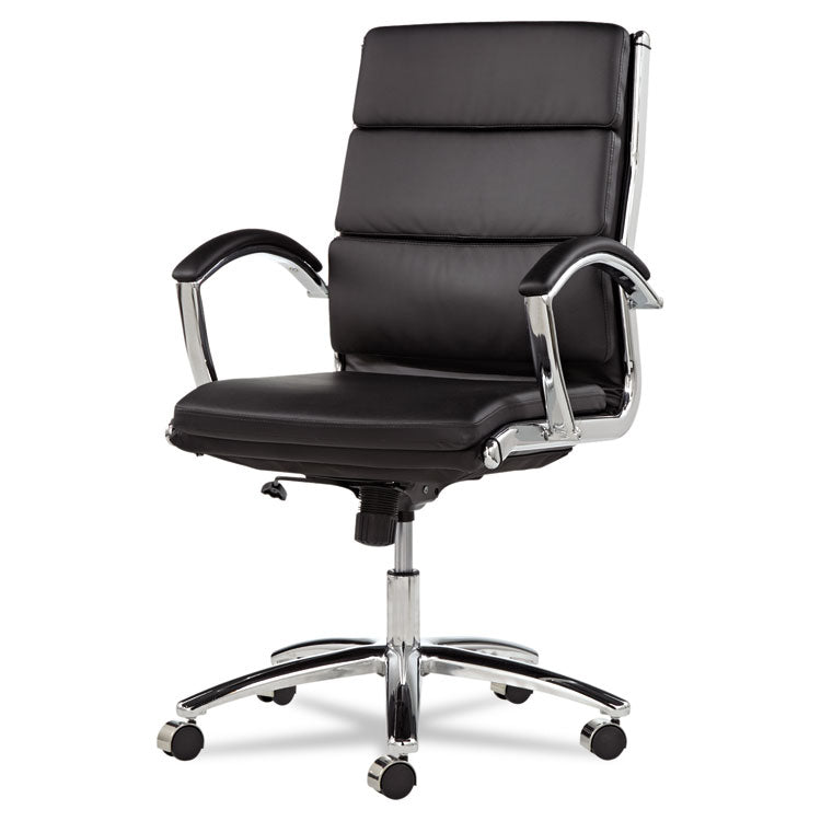 Alera Neratoli Mid-Back Slim Profile Chair, Faux Leather, Supports Up To 275 Lb, Black Seat/back, Chrome Base 3