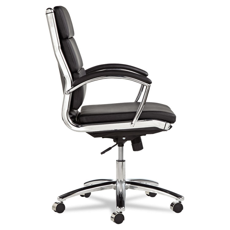 Alera Neratoli Mid-Back Slim Profile Chair, Faux Leather, Supports Up To 275 Lb, Black Seat/back, Chrome Base 2